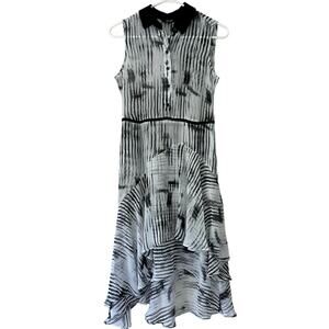 Simply vera ruffle sheer long monochrome flounce high low coquette dress XSMALL